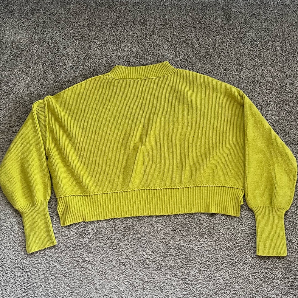 Free People Easy Street Cropped Pullover In Chartreuse - Picture 6 of 6